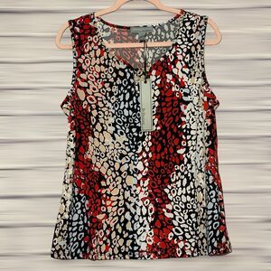 NWT - By Design Fly Away Leopard Animal Print Sleeveless Women's Top Blouse